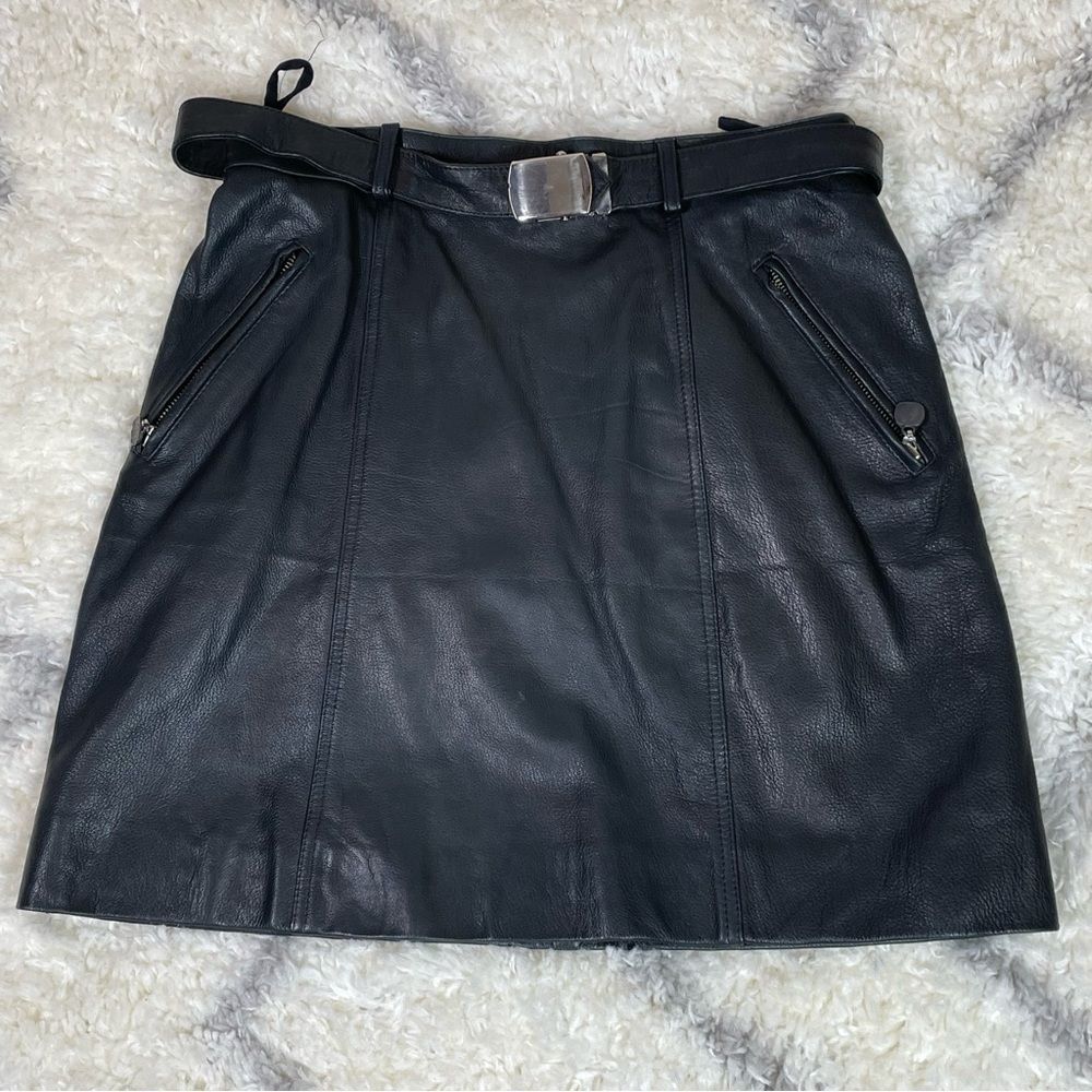 Hugo Buscati Black Leather Skirt
